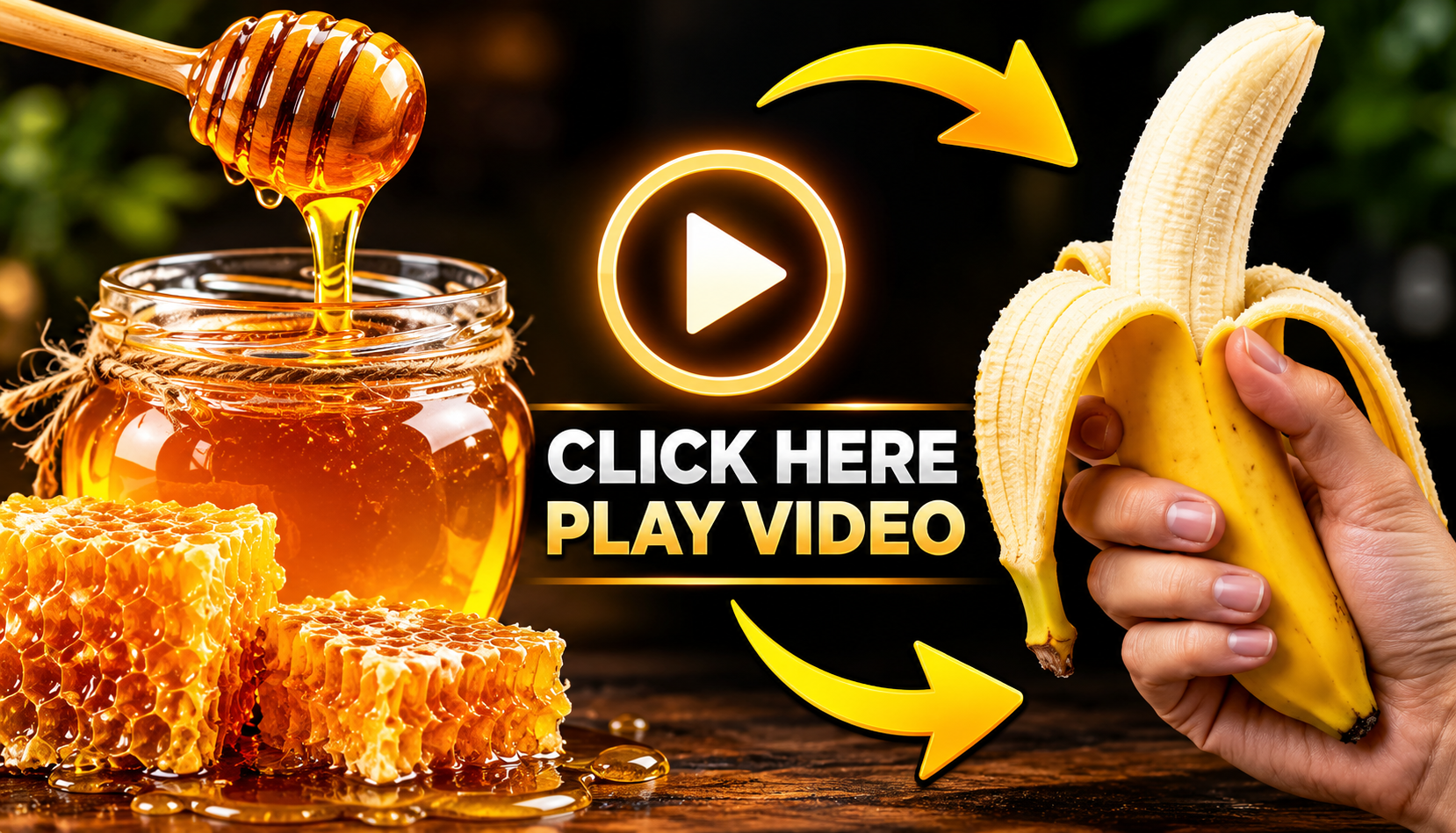 Honey jar, honey dipper and banana featured in the Honey Trick presentation